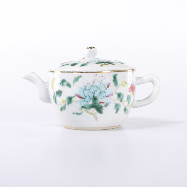 Tekanna, miniatyr, famille rose, Kina, höjd 7,5 cm