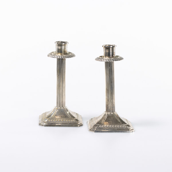 Ljusstakar, ett par, nysilver, höjd 16 cm