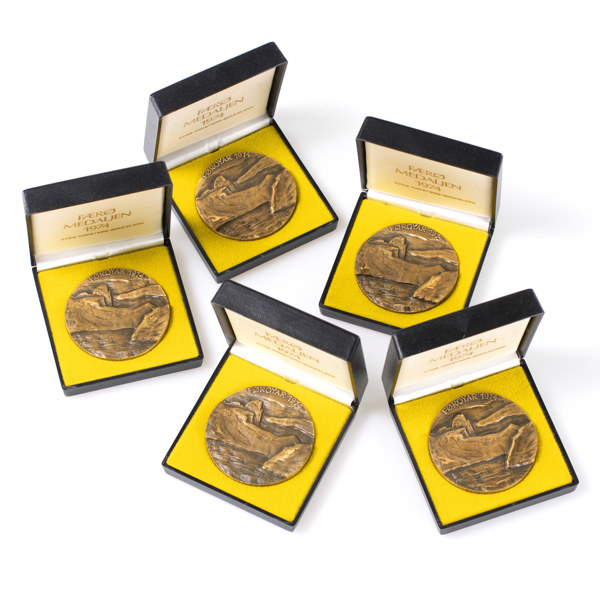 Medaljer, 5 st, brons, Färöarna, 1974, numrerade /5000