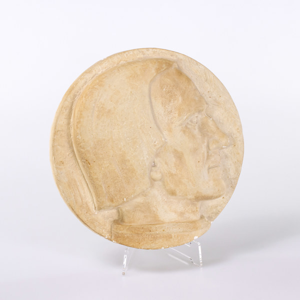 Olof Ahlberg, gipsrelief, signerad, daterad 1946, diameter 25 cm