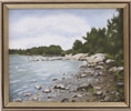 Oidentifierad konstnär, olja på duk, kustmotiv, signerad, 33x28 cm