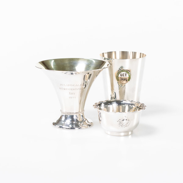 Pokaler, 3 st, silver, högsta 9,5 cm