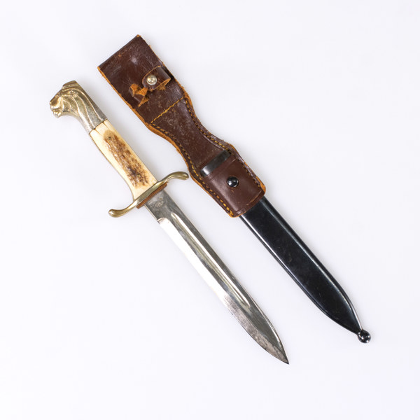 Permissionsbajonett, stål/älghorn, FM Mattsson, längd 31 cm