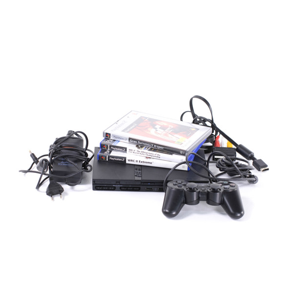 Sony Playstation 2, med 3 spel