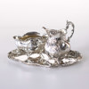 Grädd- och sockerskål med fat, silver