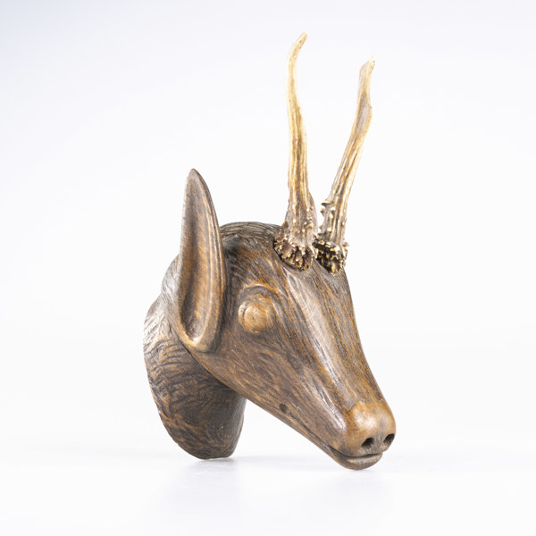 Väggskulptur, trä, rådjur, höjd 25 cm