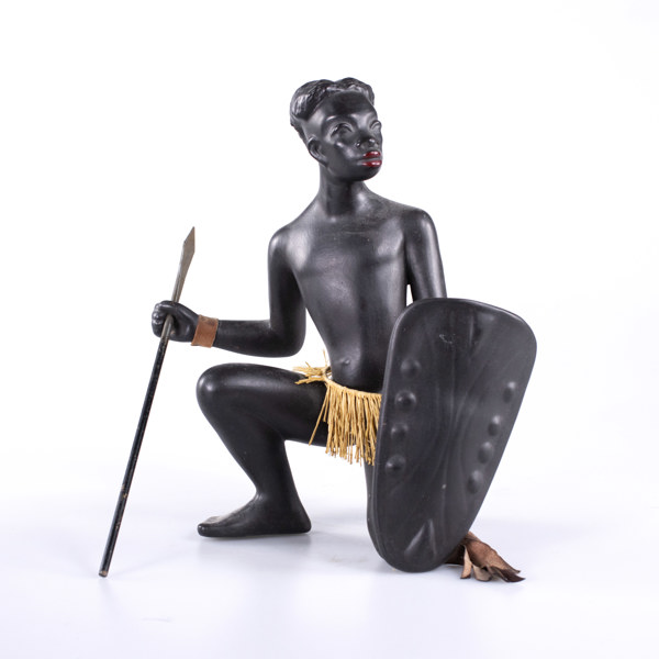 Figurin, terrakotta, afrikansk krigare, höjd höjd 27 cm