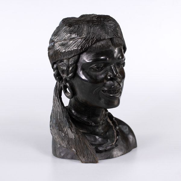 Skulptur, trä, afrikansk kvinna, höjd 35 cm