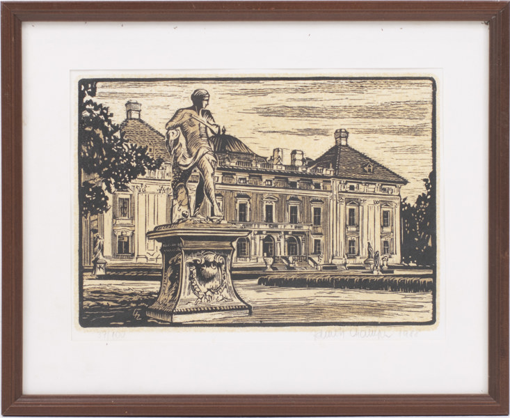 Oidentifierad konstnär, träsnitt, 37/100, signerad, 32,5x26,5 cm