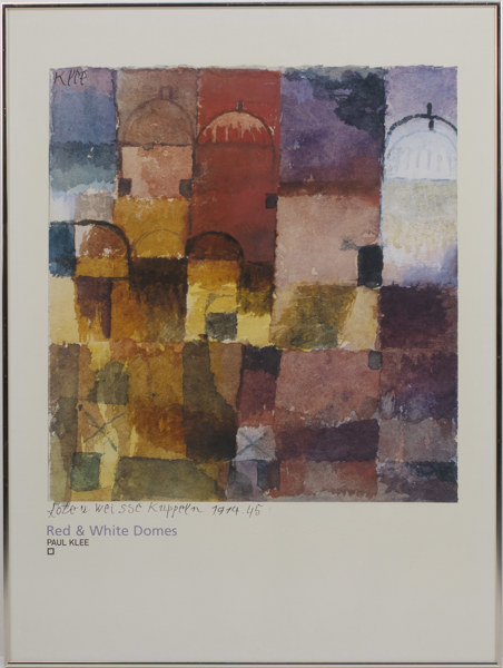 Paul Klee, utställningsaffisch, "Red & White Domes", 61x81 cm