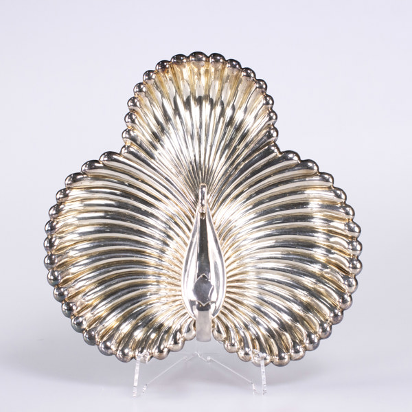 Serveringsfat, snäckformat, nysilver, längd ca 25 cm