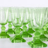 Vinglas, 11 st, grön glasmassa, dekor med stjärnor