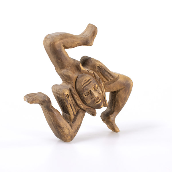 Skulptur, snidat trä, Sicilien, Italien, diameter 19,5 cm