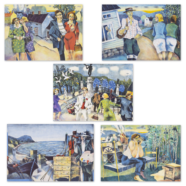 Jussi Taipaleenmäki, litografier, 5 st, signerade, 60x44 cm