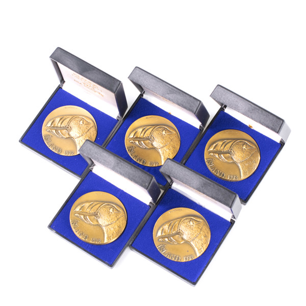 Medaljer, 5 st, brons, Island, 1973, numrerade /5000