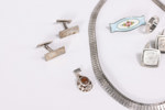 Smycken, silver, brosch, manschettknappar, m.m.