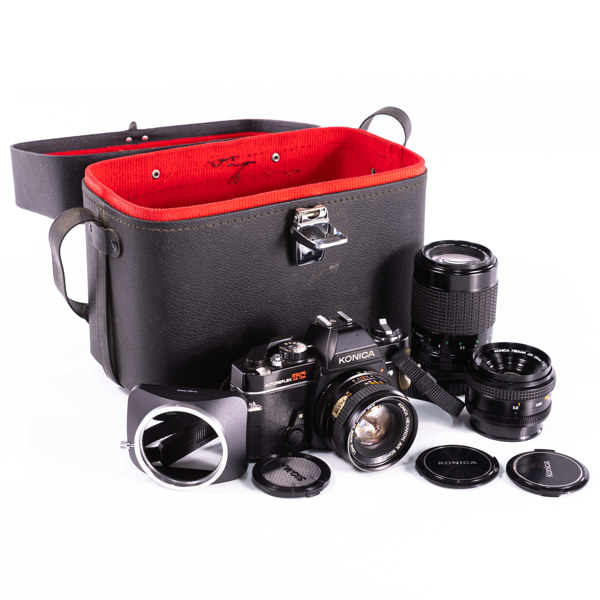 Systemkamera, Konica, Autoreflex TC, 2 objektiv, tillbehör, 70/80-tal, Japan