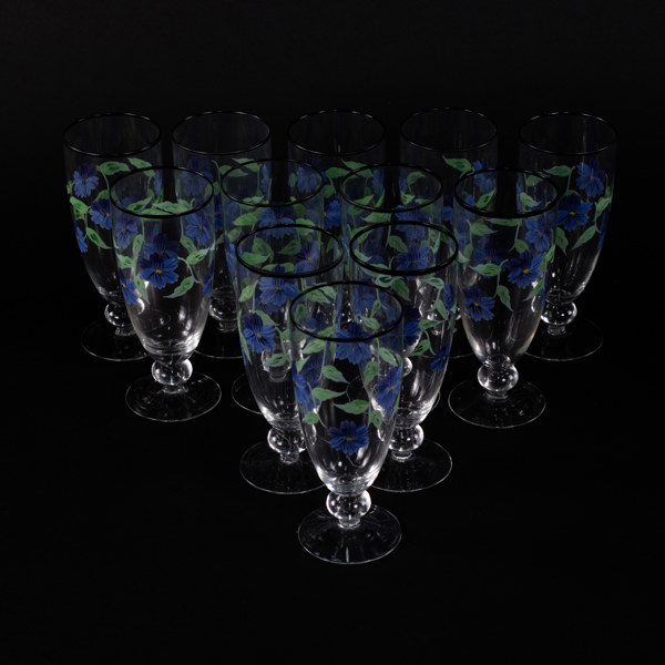 Ölglas, 12 st, dekor med blommor, höjd 20 cm