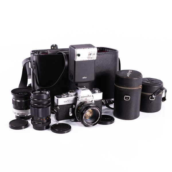 Systemkamera, Minolta, SR-T 101, 3 st objektiv, 70-tal, Japan