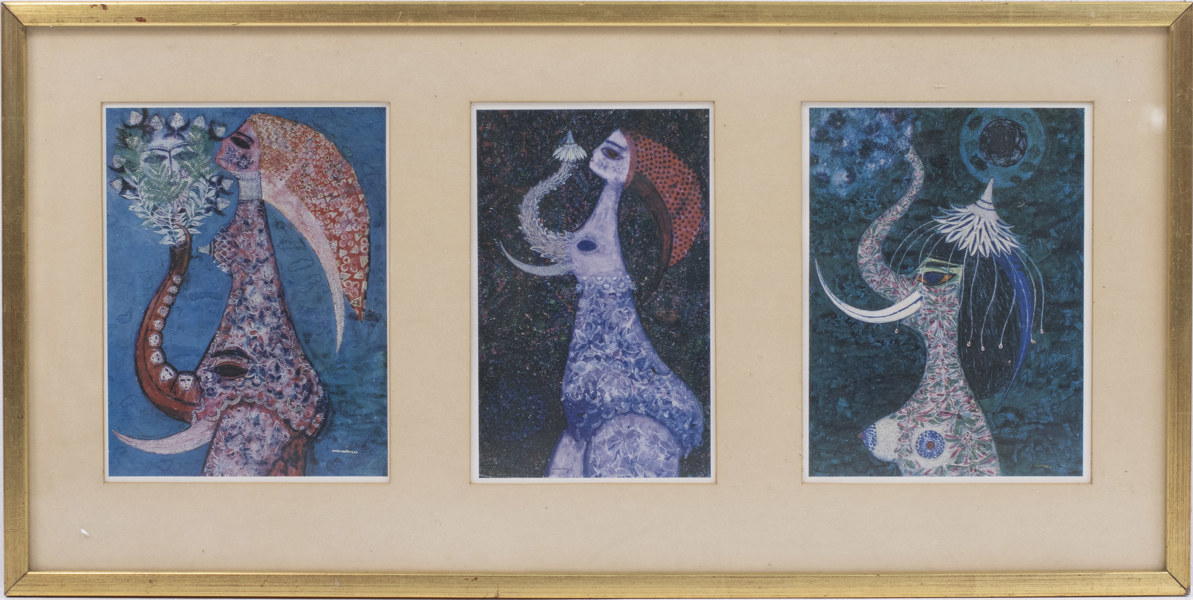 Max Walter Svanberg, triptyk, 3 st, 74x37 cm