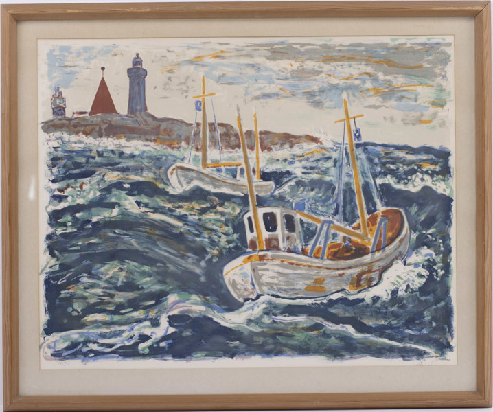 Albin Amelin, litografi, 79/310, signerad, 89x74 cm