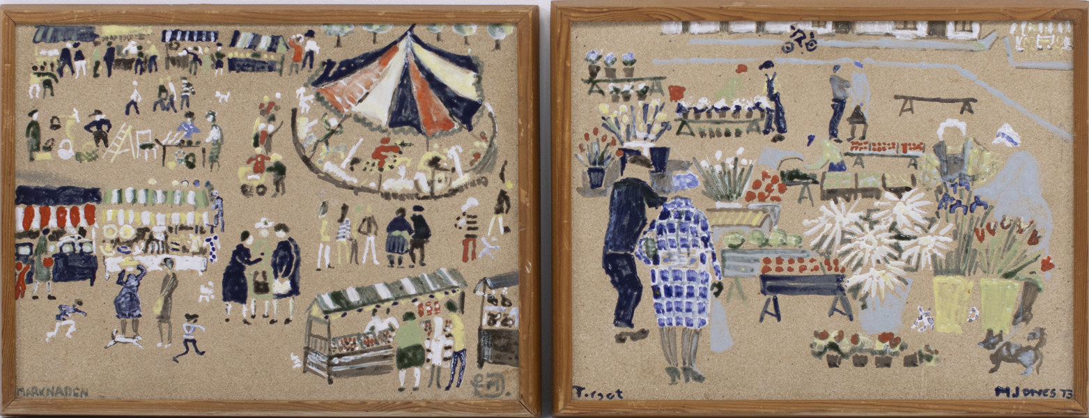 Margit Jones, bemålat stengods, signerade, 43x33 cm