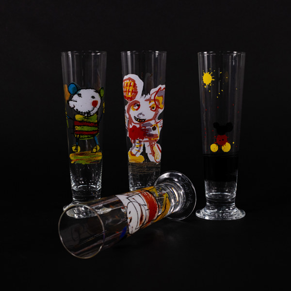 Lasse Åberg, ölglas, 4 st, "Konst på glas", höjd 22,5 cm