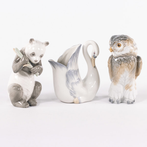 Figuriner, 3 st, Panda, Uggla, Svan, Nao, Spanien