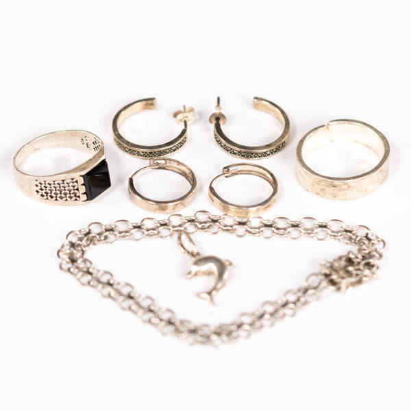 Smycken, silver, 8 delar