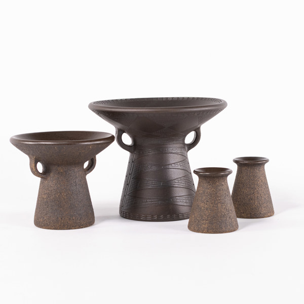 Stengods, 4 delar, Nils Allan Johannesson, Barsebäckshamn, högsta 16 cm