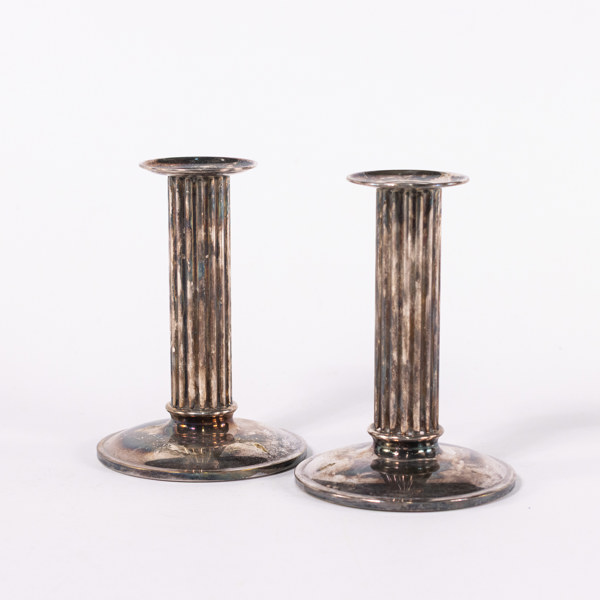 Ljusstakar, nysilver, gustaviansk stil, höjd 15,5 cm