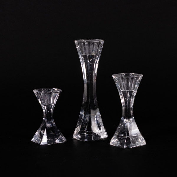 Ljusstakar, glas, 3 delar, Villeroy & Boch, höjd 19 cm och mindre