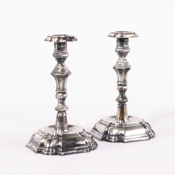 Ljusstakar, nysilver, ett par, höjd 19 cm