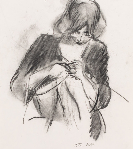 Peter Dahl, teckning, signerad, 22 x 27 cm