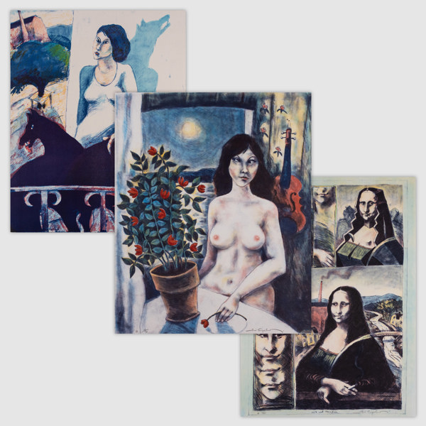 Jussi Taipaleenmäki, litografier, 3 st, signerade, största 61 x 87 cm