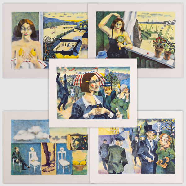 Jussi Taipaleenmäki, litografier, 5 st, signerade, 56 x 44 cm