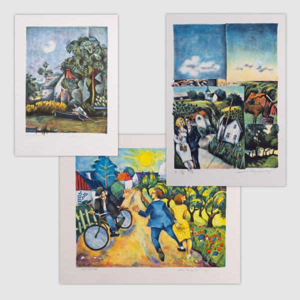 Jussi Taipaleenmäki, litografier, 3 st, signerade, största 63 x 44 cm