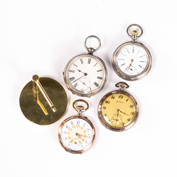 Fickur, 4 st, bl a Helvetia, silverboetter, största 52 mm