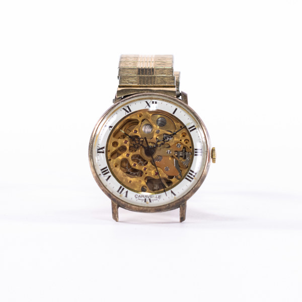 Caravelle, "Skeleton", 34 mm, guldpläterad, 60/70-tal