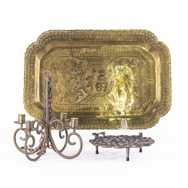 Bricka, ljuskrona, ställ, 3 delar, längsta 51 cm