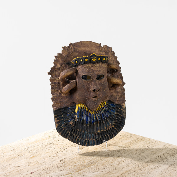 Birgitta K-Dotter Ohlsson, väggskulptur, mask, signerad, höjd 35 cm