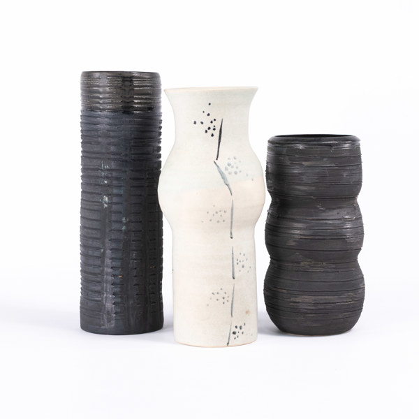 Birgitta K-Dotter Ohlsson, vaser, 3 st, signerade, högsta 26,5 cm