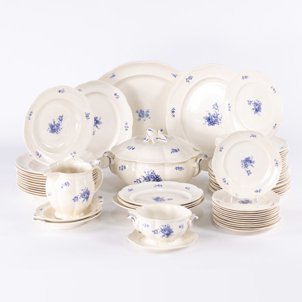 Servis, 59 delar, "Blå Ros", Gefle