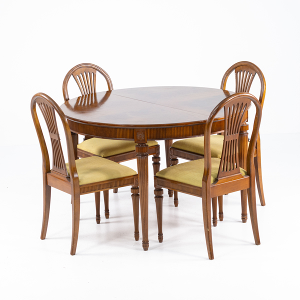 Matmöbel, bord och 4 stolar, gustaviansk stil, Förenade Möbler