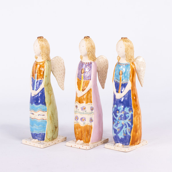 Oidentifierad formgivare, figuriner, 3 st, signerade, höjd 19 cm