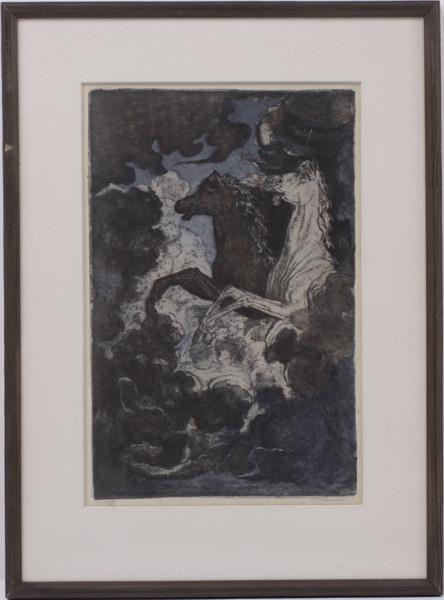 Oidentifierad konstnär, etsning, signerad, 40x54 cm