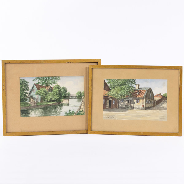 Frans Lindström, akvareller, 2 st, signerade, största 35 x 27 cm