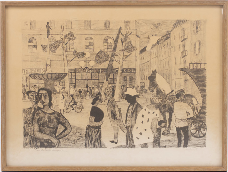 Gerhard Karlmark, litografi, signerad, 100 x 75 cm