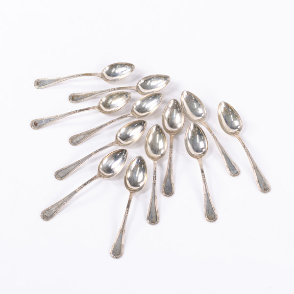 Teskedar, 12 st, silver, 201,3 gram