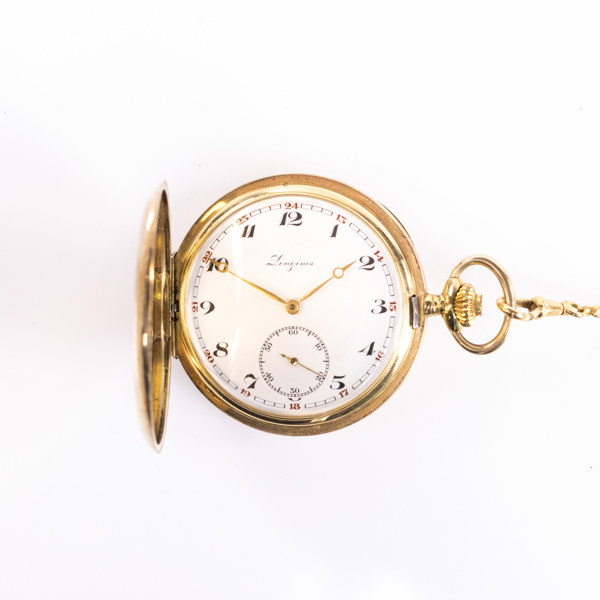 Longines, savonett, 14k guld, kedja 18k guld